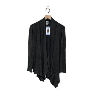 N Natori Heather Open Front Cardigan Long Sleeve Waterfall Drape Jacket Size L